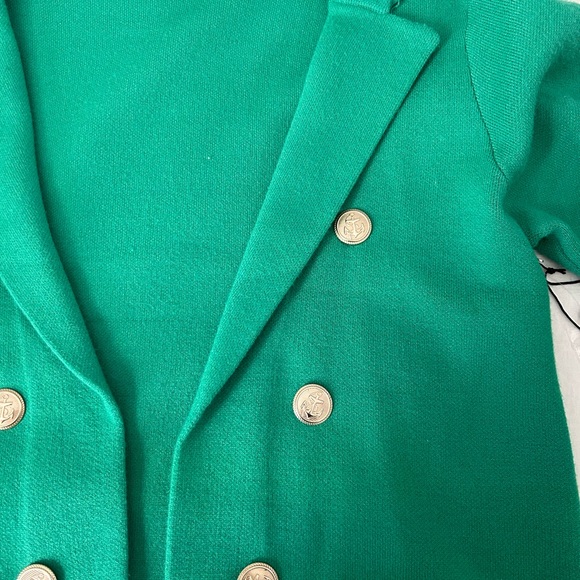 Tahari Kelly Green cardigan with brass buttons NEW - Picture 6 of 14